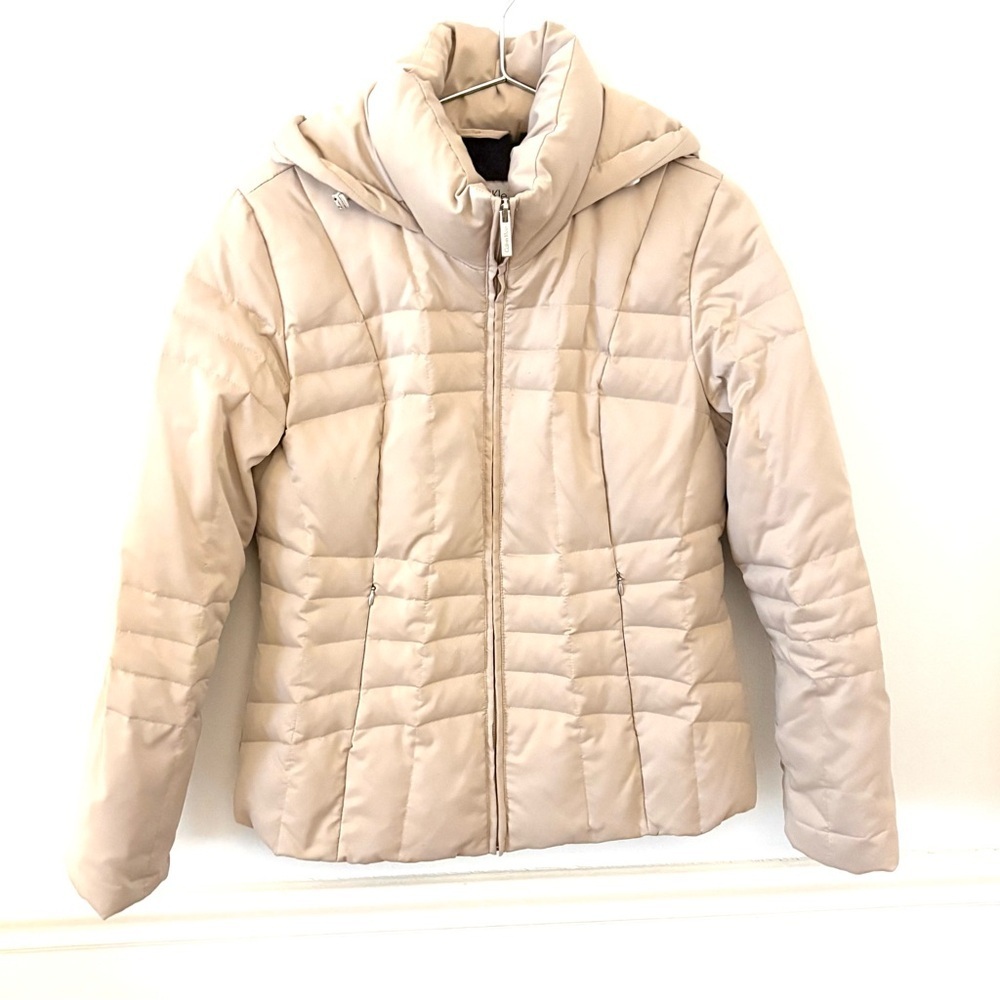 CALVIN KLEIN Down Puffer Hooded Jacket, Cream